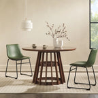 Table à manger ronde en bois à lattes de 48 pouces