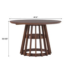 Table à manger ronde en bois à lattes de 48 pouces