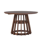 Table à manger ronde en bois à lattes de 48 pouces