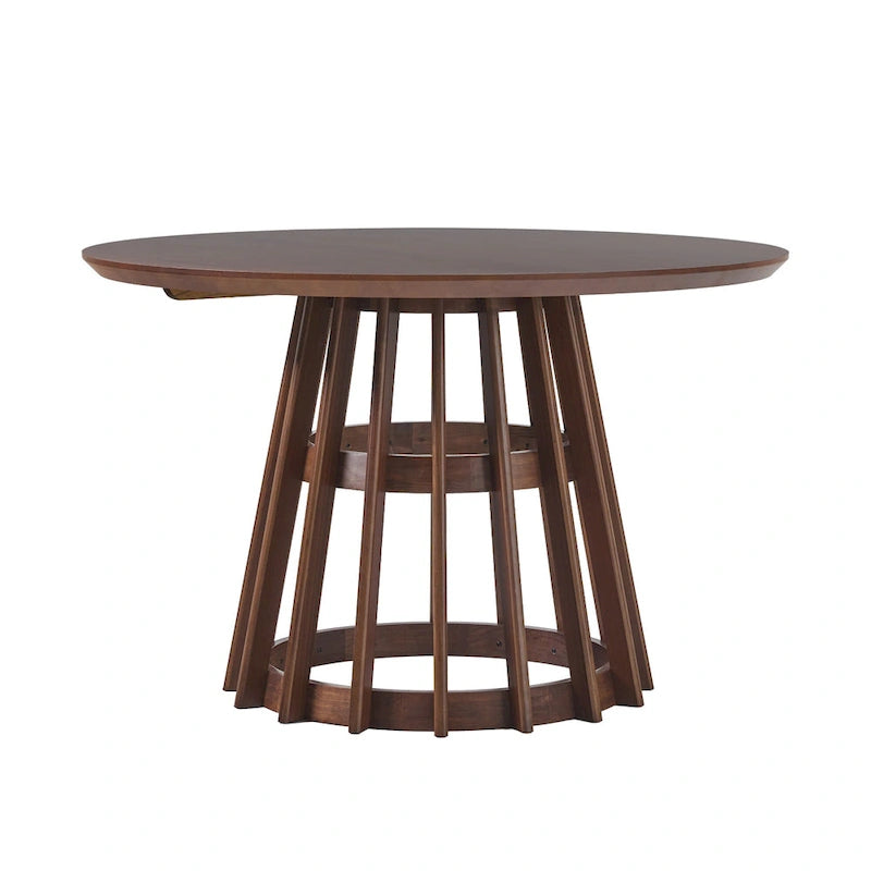 Table à manger ronde en bois à lattes de 48 pouces
