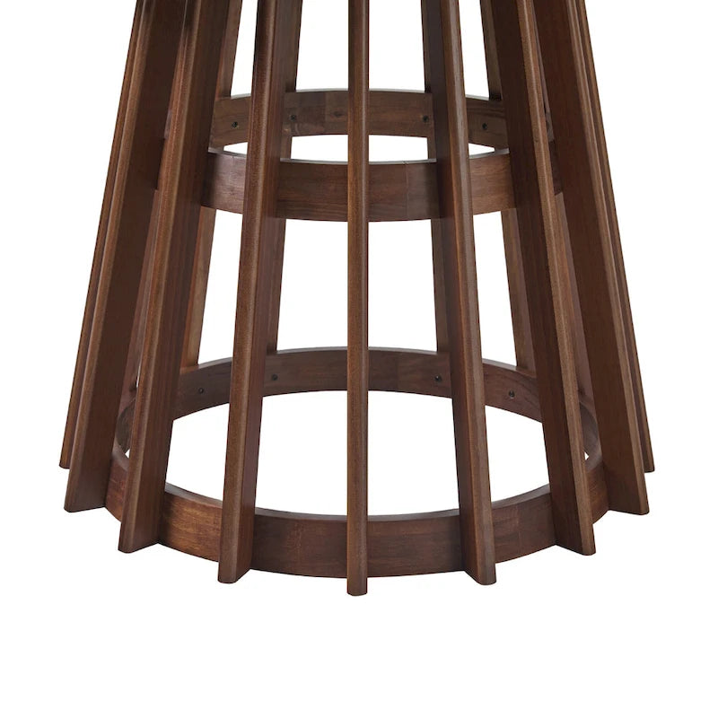 Table à manger ronde en bois à lattes de 48 pouces