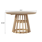 Table à manger ronde en bois à lattes de 48 pouces