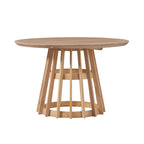 Table à manger ronde en bois à lattes de 48 pouces