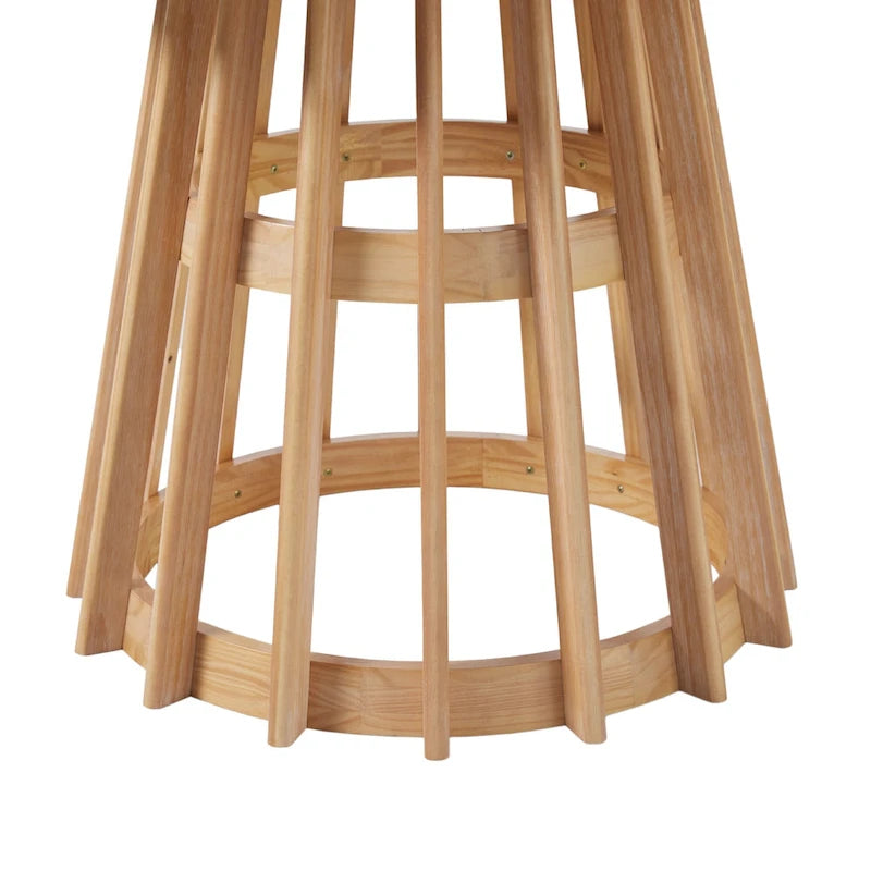 Table à manger ronde en bois à lattes de 48 pouces