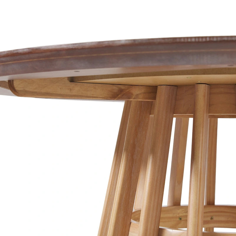 Table à manger ronde en bois à lattes de 48 pouces