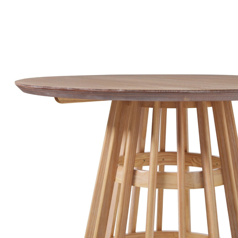 Table à manger ronde en bois à lattes de 48 pouces