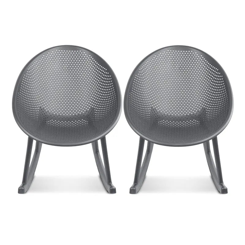 Lot de 2 fauteuils à bascule modernes du milieu du siècle en plastique avec pieds en plastique et assise respirante en forme d'œuf pour l'intérieur et l'extérieur