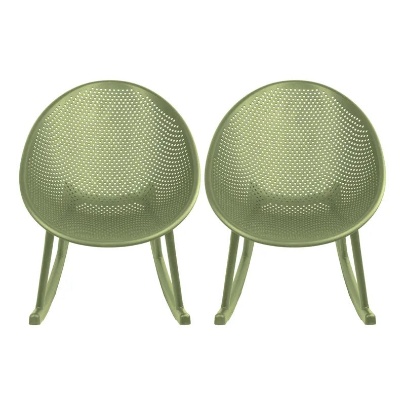 Lot de 2 fauteuils à bascule modernes du milieu du siècle en plastique avec pieds en plastique et assise respirante en forme d'œuf pour l'intérieur et l'extérieur