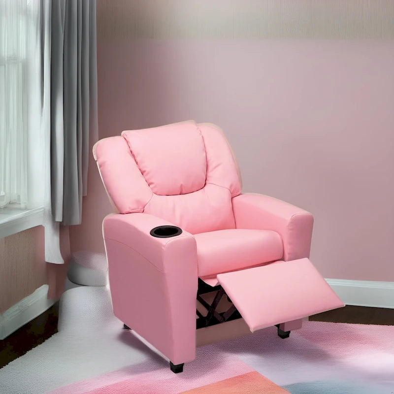 Fauteuil inclinable pour enfants avec repose-pieds et porte-gobelets