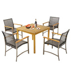 Ensemble de salle à manger de jardin 5 pièces avec table en bois d'acacia et trou pour parasol de 1,9 po