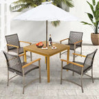 Ensemble de salle à manger de jardin 5 pièces avec table en bois d'acacia et trou pour parasol de 1,9 po