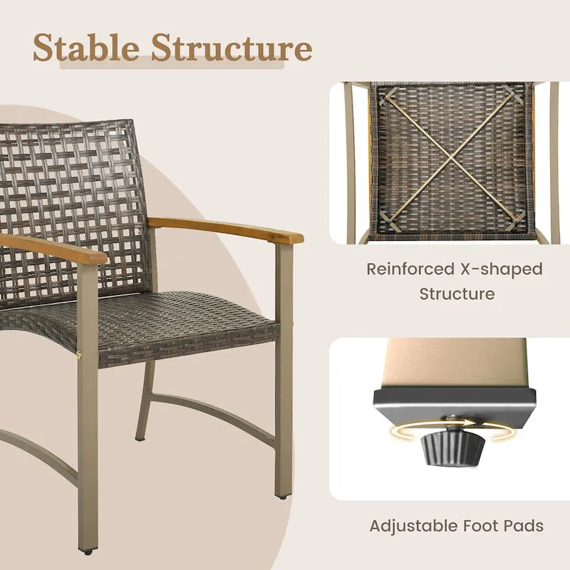 Ensemble de salle à manger de jardin 5 pièces avec table en bois d'acacia et trou pour parasol de 1,9 po