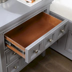 Table de chevet transitionnelle en bois gris à 3 tiroirs