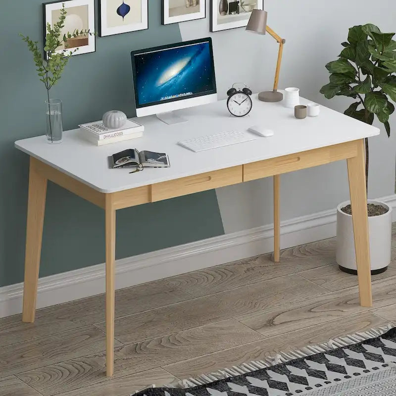 Bureau informatique en bois de 120 cm avec 2 tiroirs - 4 couleurs