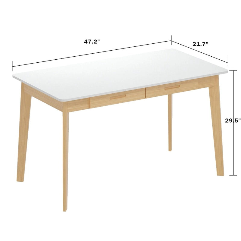 Bureau informatique en bois de 120 cm avec 2 tiroirs - 4 couleurs