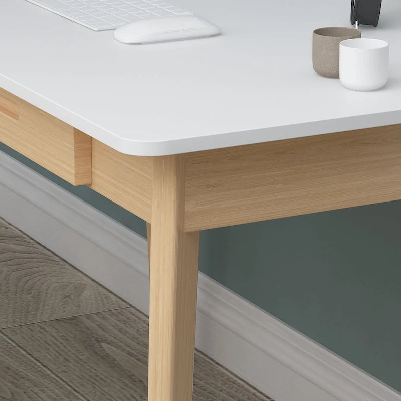 Bureau informatique en bois de 120 cm avec 2 tiroirs - 4 couleurs