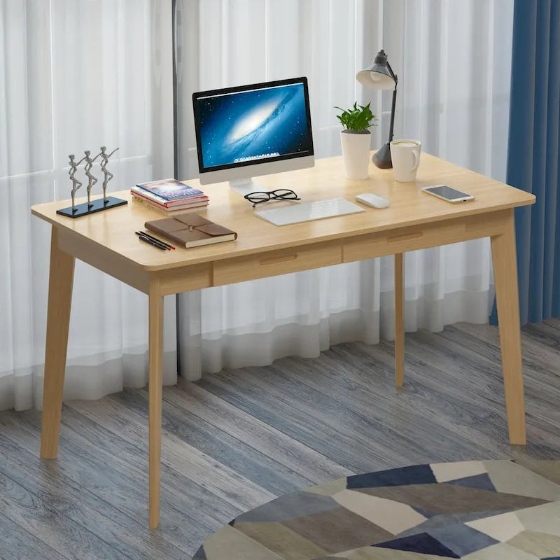 Bureau informatique en bois de 120 cm avec 2 tiroirs - 4 couleurs