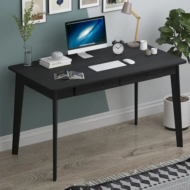 Bureau informatique en bois de 120 cm avec 2 tiroirs - 4 couleurs