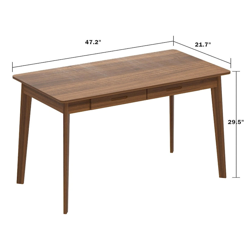 Bureau informatique en bois de 120 cm avec 2 tiroirs - 4 couleurs
