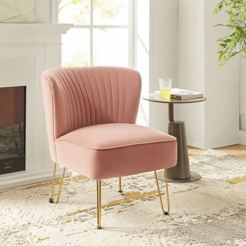 Chaise d'appoint capitonnée en velours moderne avec pieds dorés