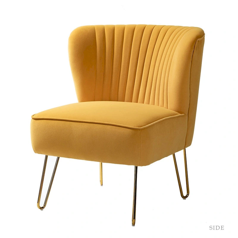 Chaise d'appoint capitonnée en velours moderne avec pieds dorés