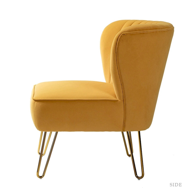 Chaise d'appoint capitonnée en velours moderne avec pieds dorés