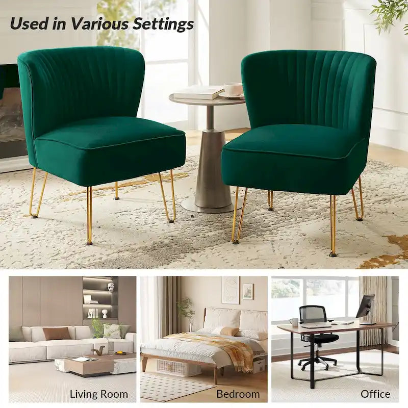 Chaise d'appoint capitonnée en velours moderne avec pieds dorés