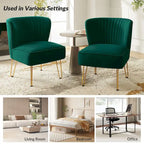 Chaise d'appoint capitonnée en velours moderne avec pieds dorés