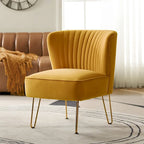 Chaise d'appoint capitonnée en velours moderne avec pieds dorés