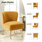 Chaise d'appoint capitonnée en velours moderne avec pieds dorés