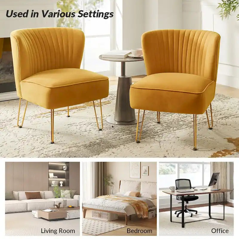 Chaise d'appoint capitonnée en velours moderne avec pieds dorés