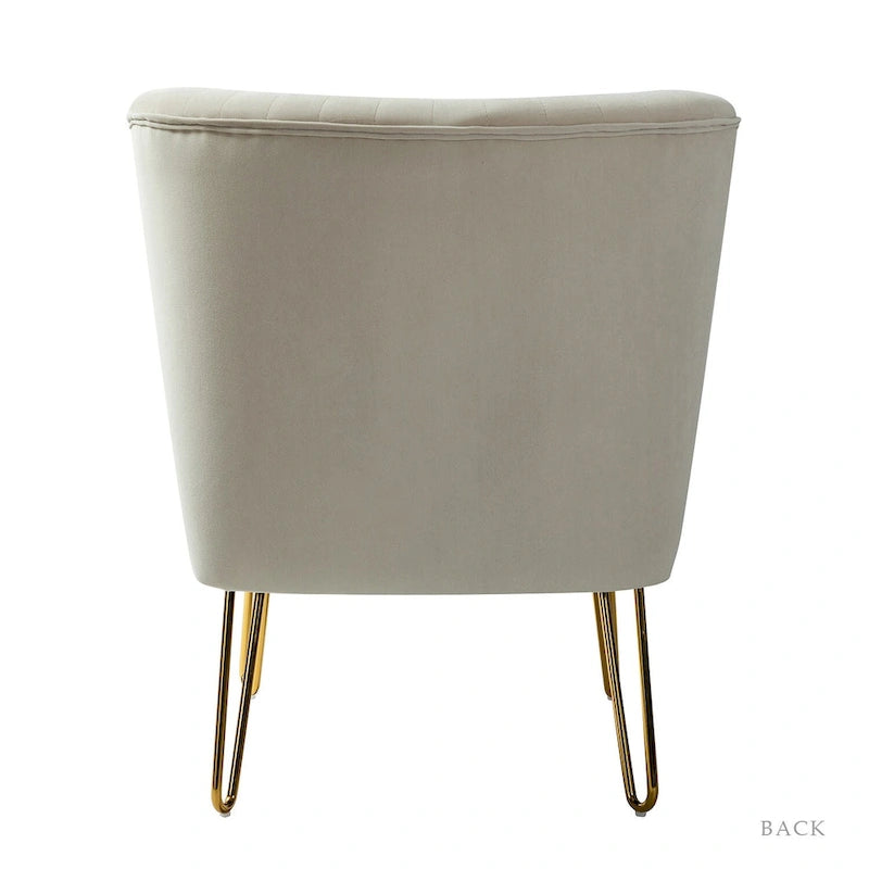 Chaise d'appoint capitonnée en velours moderne avec pieds dorés