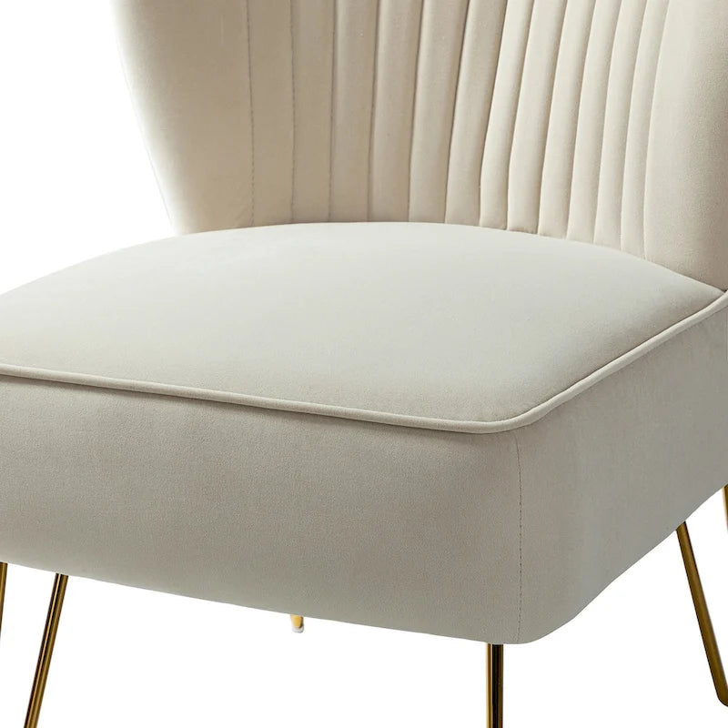 Chaise d'appoint capitonnée en velours moderne avec pieds dorés