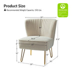 Chaise d'appoint capitonnée en velours moderne avec pieds dorés