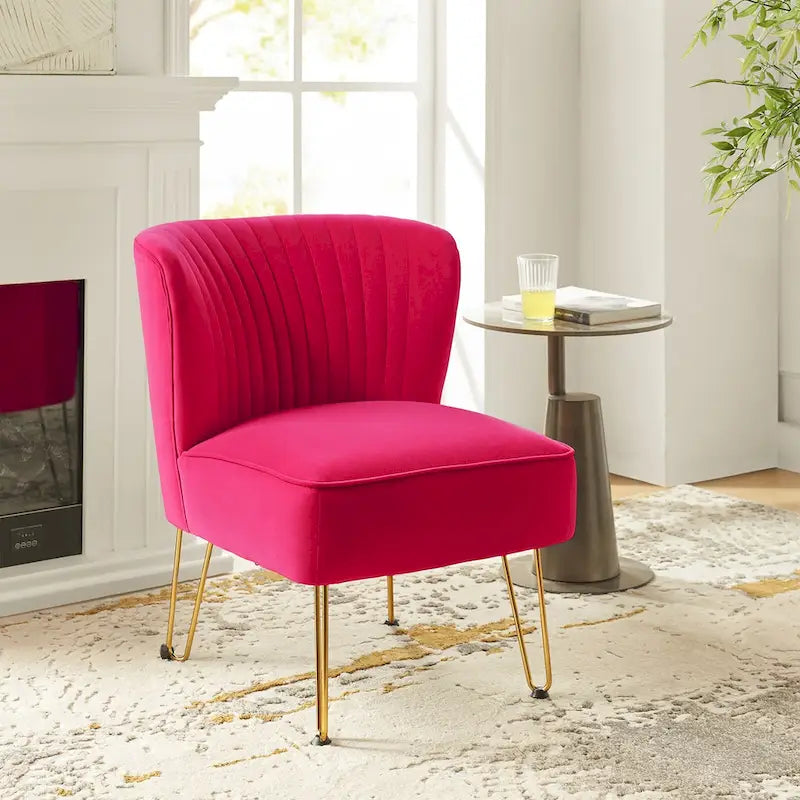 Chaise d'appoint capitonnée en velours moderne avec pieds dorés