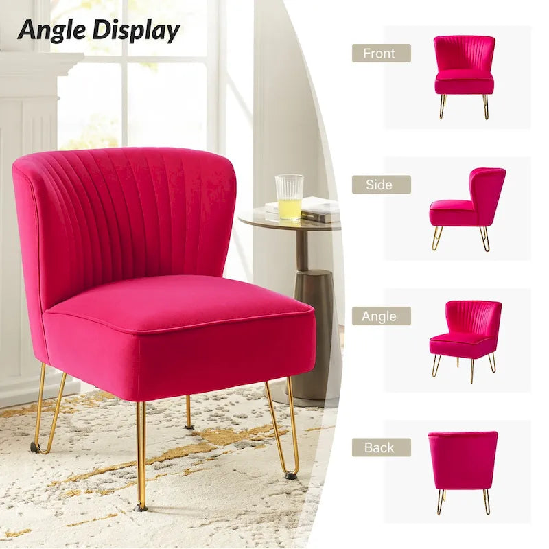 Chaise d'appoint capitonnée en velours moderne avec pieds dorés