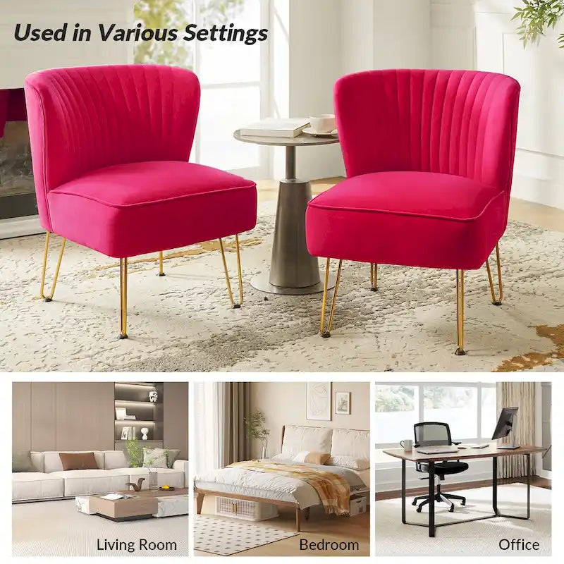 Chaise d'appoint capitonnée en velours moderne avec pieds dorés