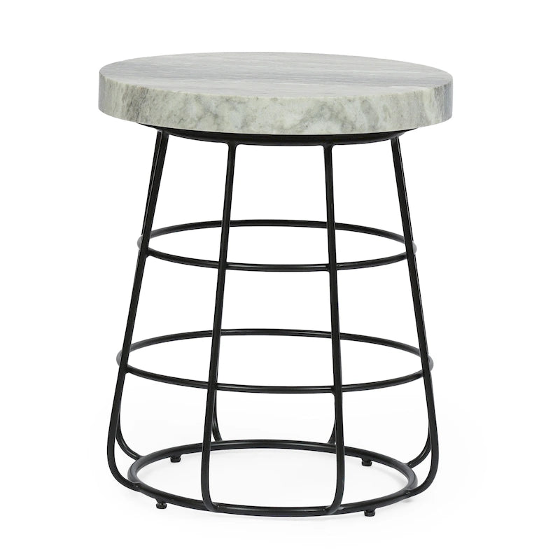 Table d'appoint moderne en marbre faite à la main - 18,00 L x 18,00 P x 22,00 H
