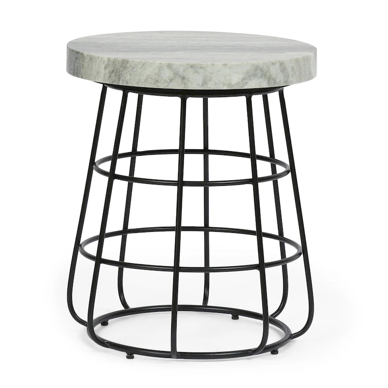 Table d'appoint moderne en marbre faite à la main - 18,00 L x 18,00 P x 22,00 H