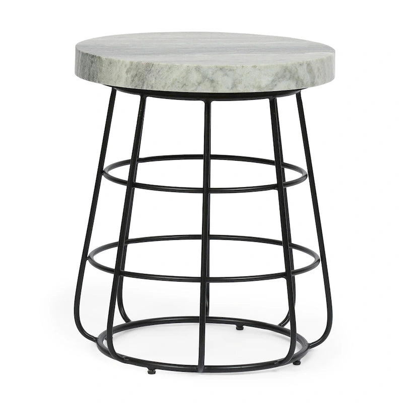 Table d'appoint moderne en marbre faite à la main - 18,00 L x 18,00 P x 22,00 H