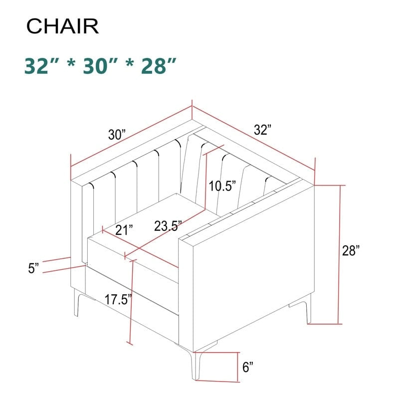 Ensemble de 2 pièces modernes : un fauteuil et un canapé en velours hollandais gris, pieds en fer