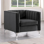 Ensemble de 2 pièces modernes : un fauteuil et un canapé en velours hollandais gris, pieds en fer