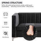 Ensemble de 2 pièces modernes : un fauteuil et un canapé en velours hollandais gris, pieds en fer