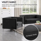 Ensemble de 2 pièces modernes : un fauteuil et un canapé en velours hollandais gris, pieds en fer