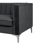 Ensemble de 2 pièces modernes : un fauteuil et un canapé en velours hollandais gris, pieds en fer