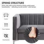 Ensemble de 2 pièces modernes : un fauteuil et un canapé en velours hollandais gris, pieds en fer