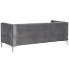 Ensemble de 2 pièces modernes : un fauteuil et un canapé en velours hollandais gris, pieds en fer