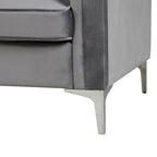Ensemble de 2 pièces modernes : un fauteuil et un canapé en velours hollandais gris, pieds en fer