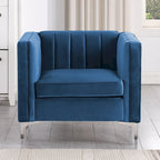 Ensemble de 2 pièces modernes : un fauteuil et un canapé en velours hollandais gris, pieds en fer