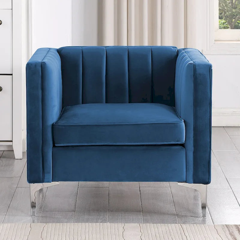 Ensemble de 2 pièces modernes : un fauteuil et un canapé en velours hollandais gris, pieds en fer